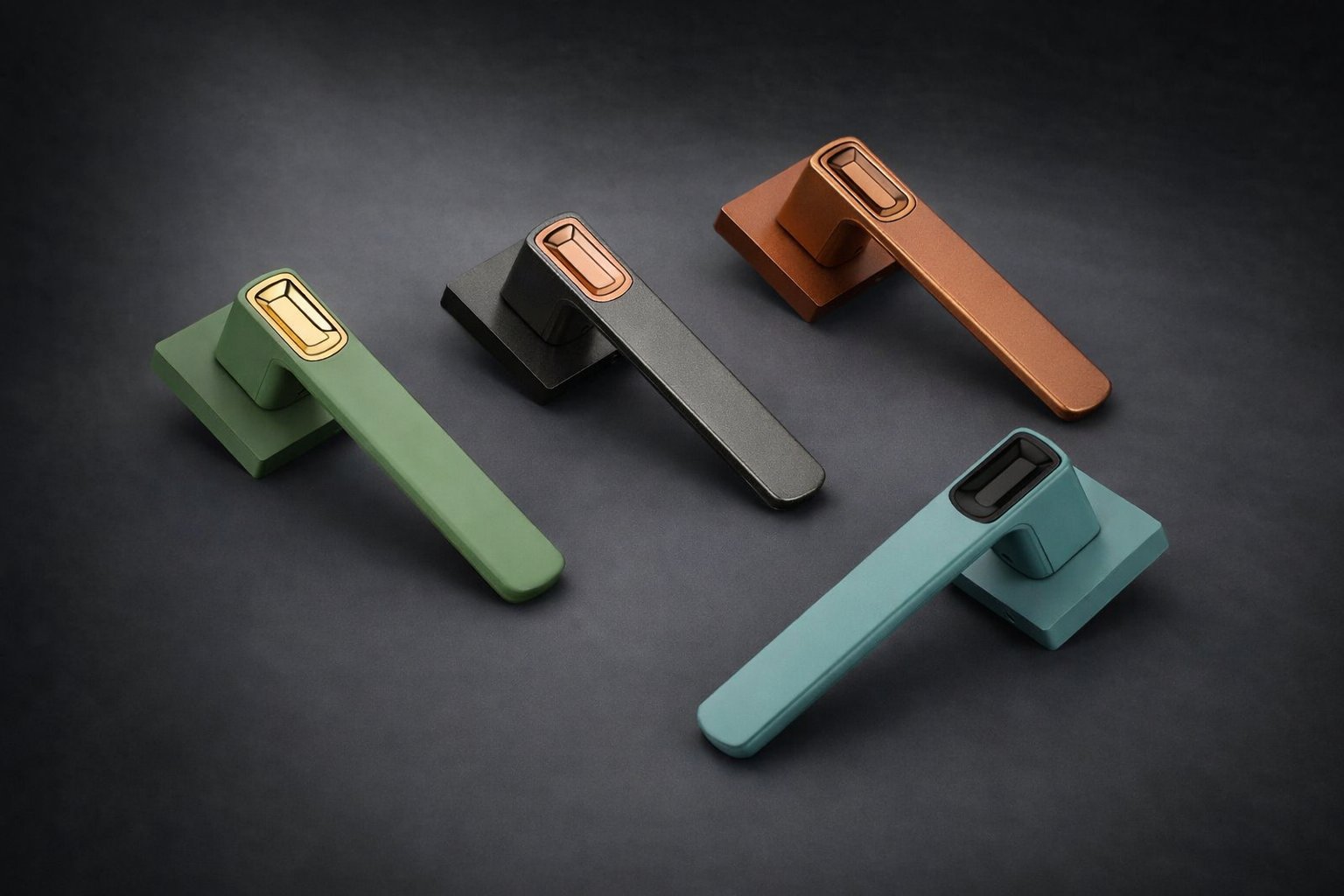 Modern lever series in multiple tri-tone finishes
